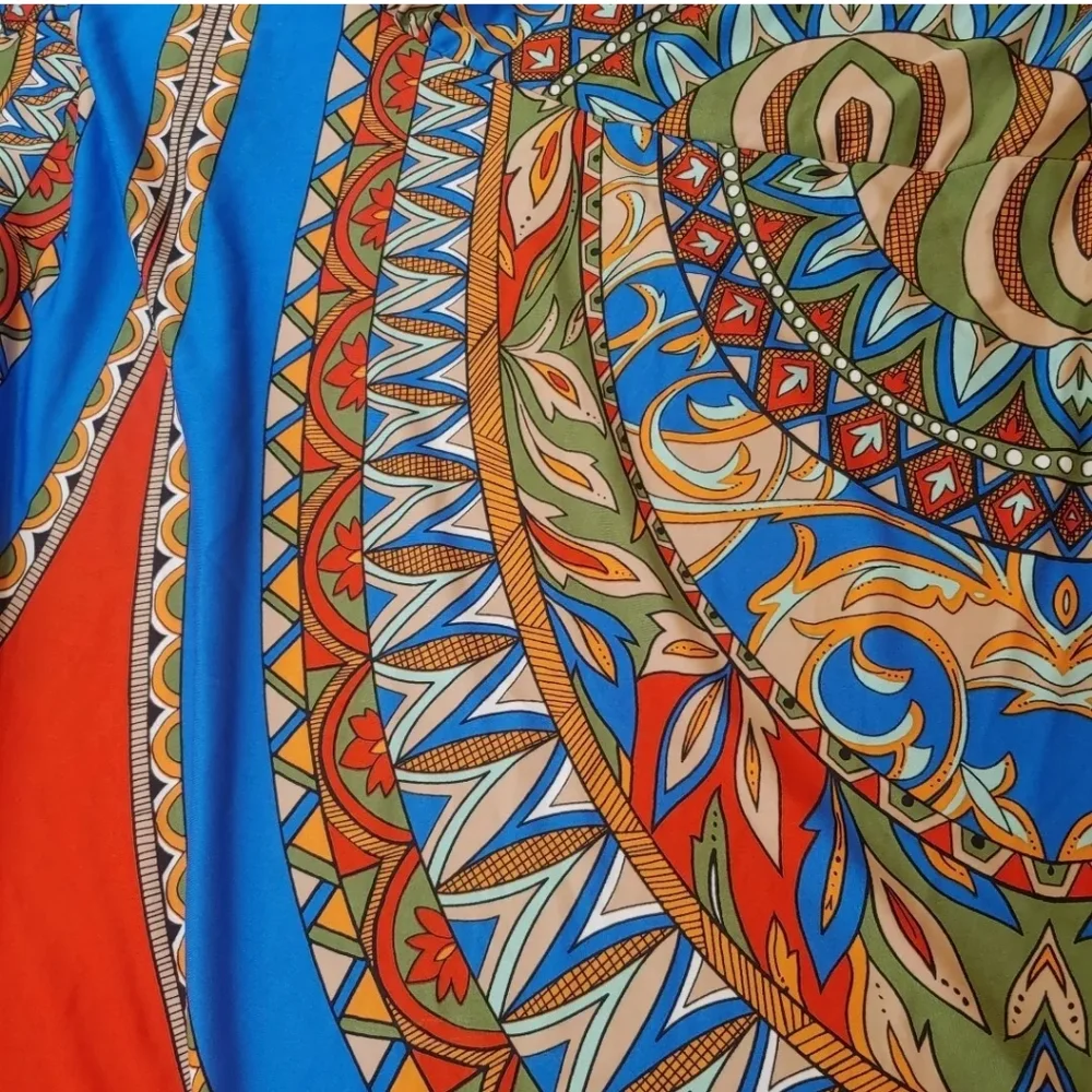 Ashley Stewart Tribal Midi Dress Woman Plus 34W 36W Orange Geometric Tribal New